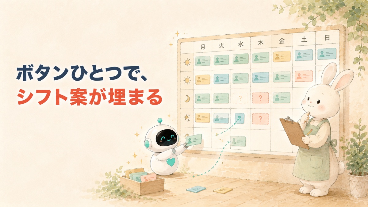ボタン操作で週間シフト案を作るシフト表秘書のイメージ